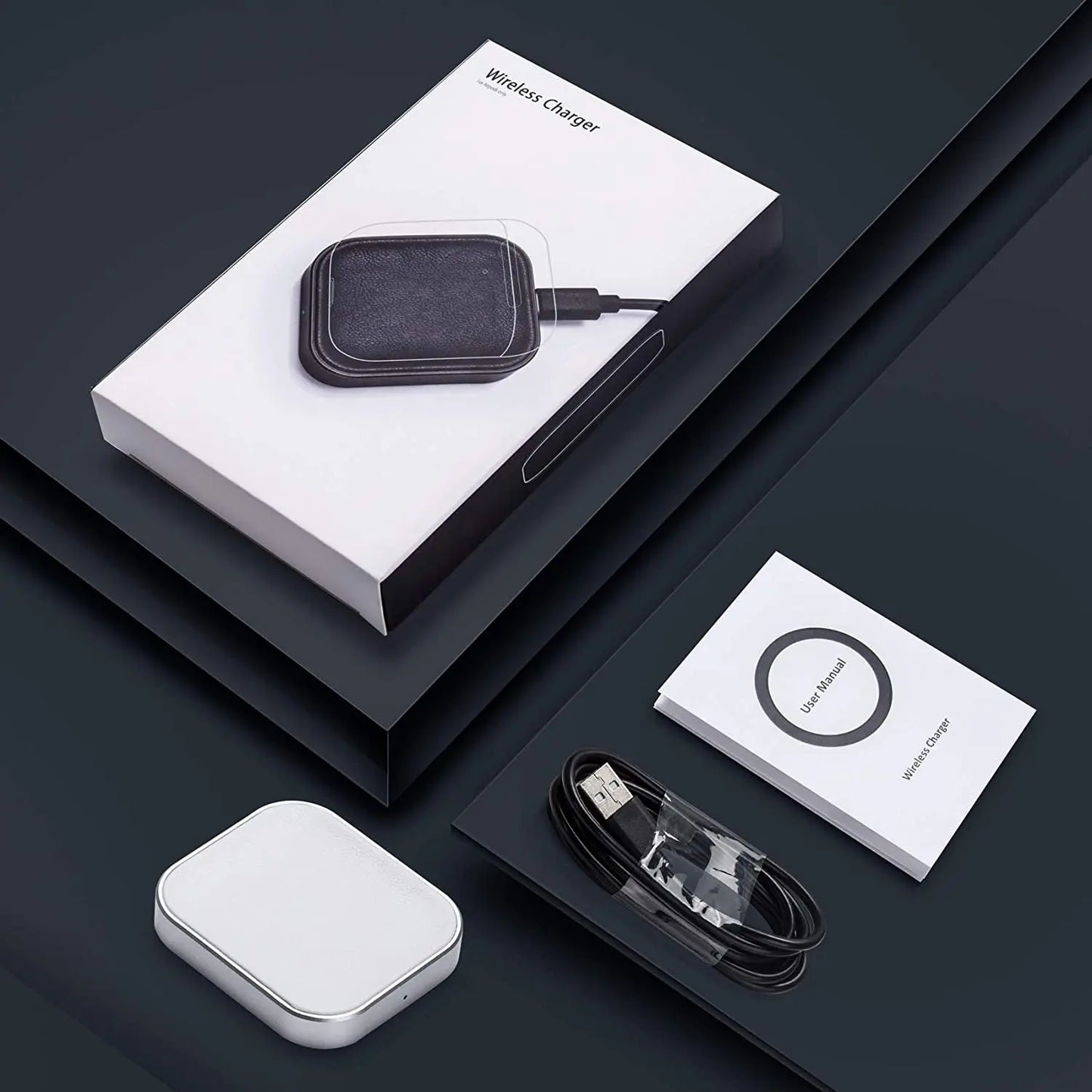 For Airpod Charger, Designed Wireless Charger for Airpods 4(Anc)/3Rd/2Nd Gen, for New Airpod Pro 3 (2025)/ 2Nd Gen, Wireless Earbuds, Slim & Compact for Travel Home Office, (Silver+White)