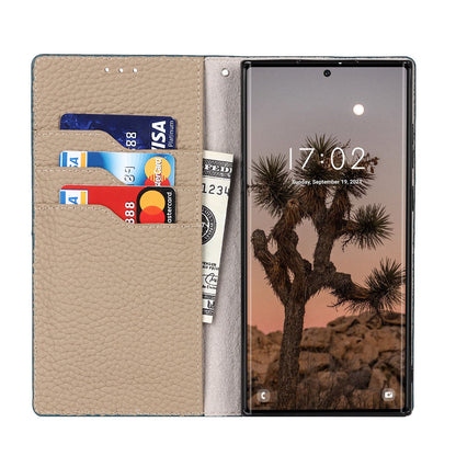Galaxy S24 Ultra Case Litchi Leather Phone Case FLIPSTYLEZLLC