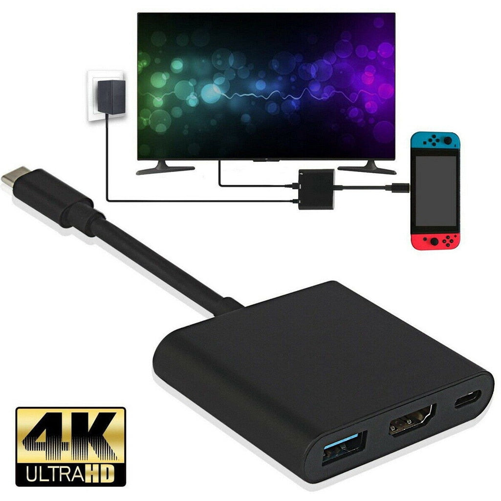 Type C HDTV Multi-Adapter TYPE-C TO HDMI+USB+TYPE-C 3 in 1 FLIPSTYLEZLLC