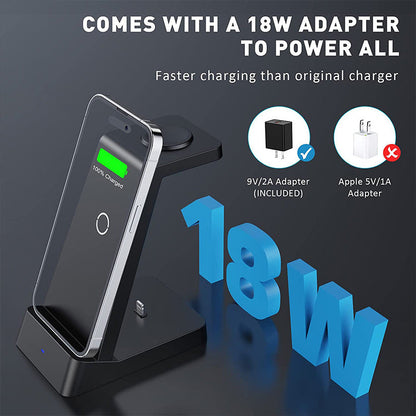 Wireless Charger Three-in-one Desktop 18W Charger FLIPSTYLEZLLC