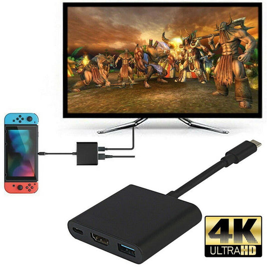Type C HDTV Multi-Adapter TYPE-C TO HDMI+USB+TYPE-C 3 in 1 FLIPSTYLEZLLC