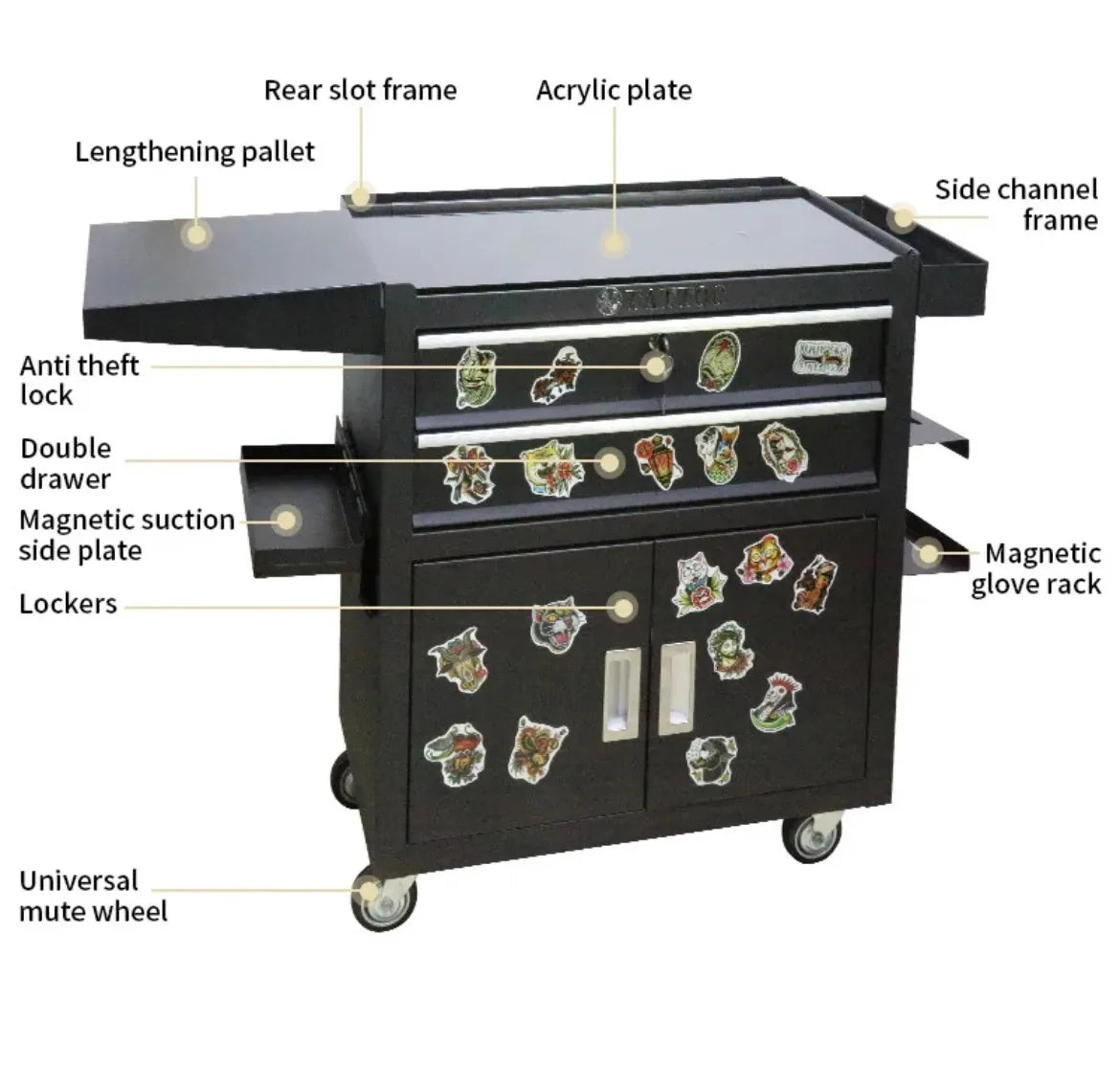 Multifunctional tattoo tool workbench tool car INKSOULSUPPLY.COM