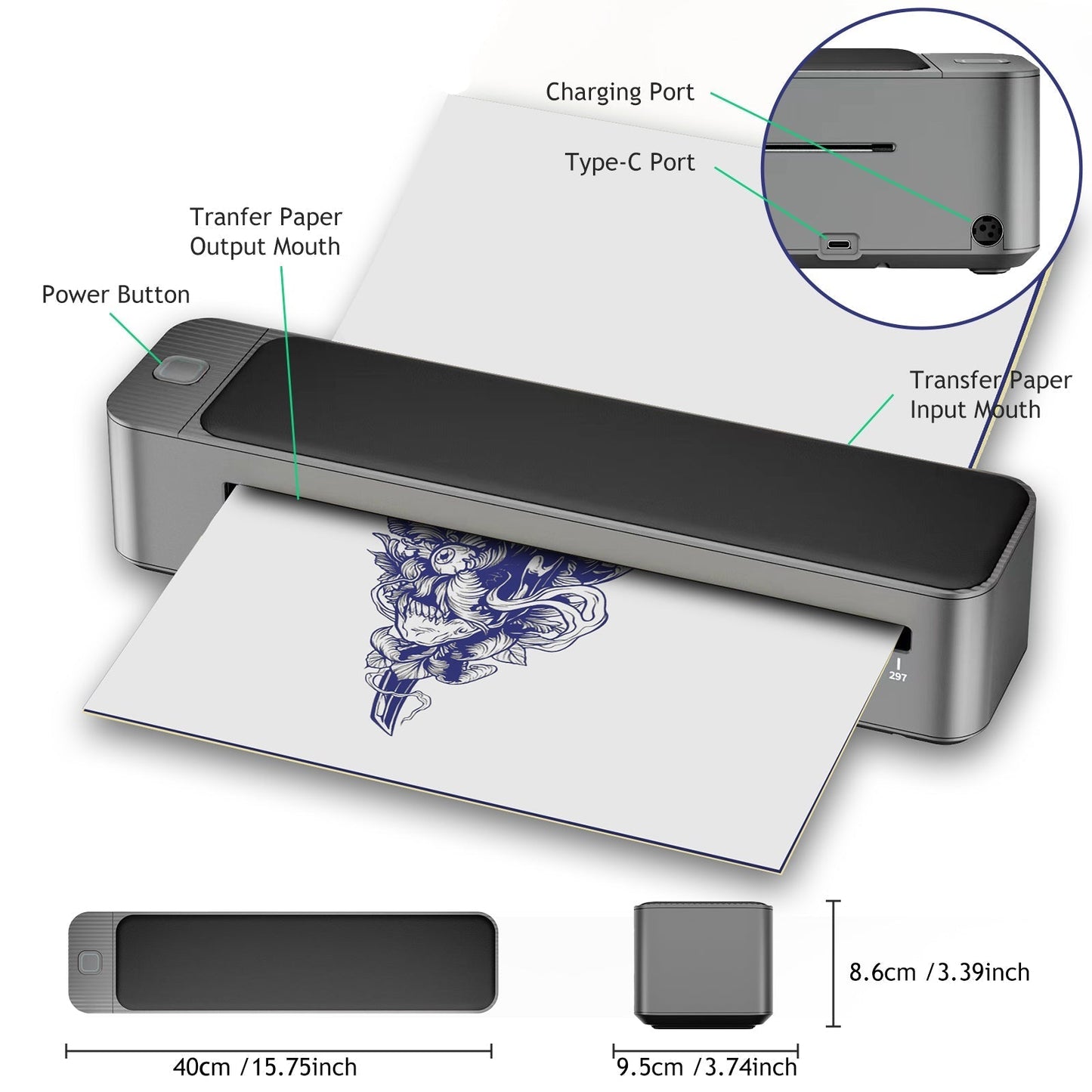 MAST® Upgraded A3 Bluetooth Tattoo Stencil Printer Portable Tattoo Transfer Machine for Large-Scale Tattoo Stencil INKSOULSUPPLY.COM