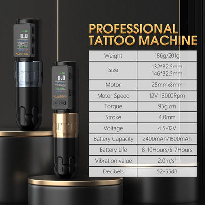 Ambition Soldier Max Wireless Tattoo Machine Pen INKSOULSUPPLY.COM
