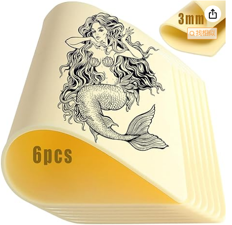 6 Pcs 3mm Tattoo Skin Practice Kit,12x8 in Thick Blank Silicone Fake Skin INKSOULSUPPLY.COM