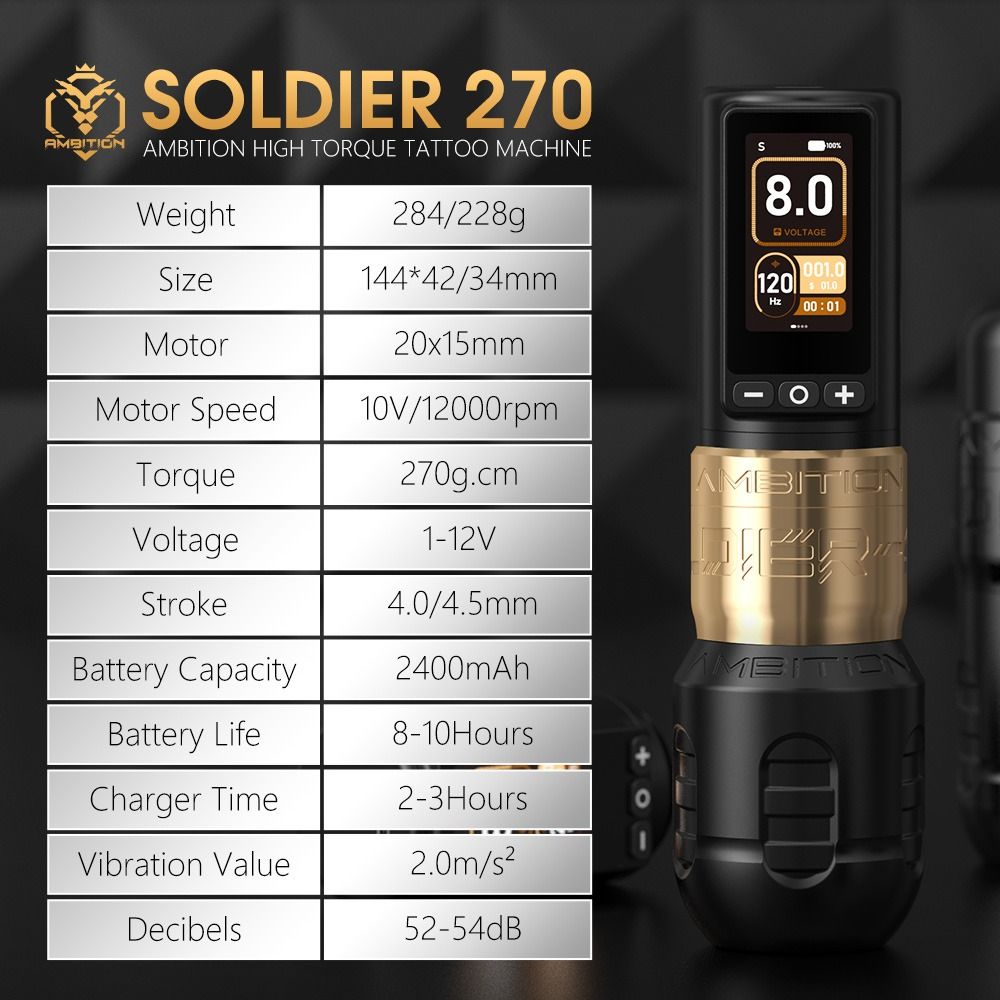 AMBITION SOLDIER 270 WIRELESS TATTOO PEN MACHINE INKSOULSUPPLY.COM