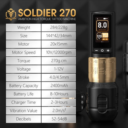 AMBITION SOLDIER 270 WIRELESS TATTOO PEN MACHINE INKSOULSUPPLY.COM