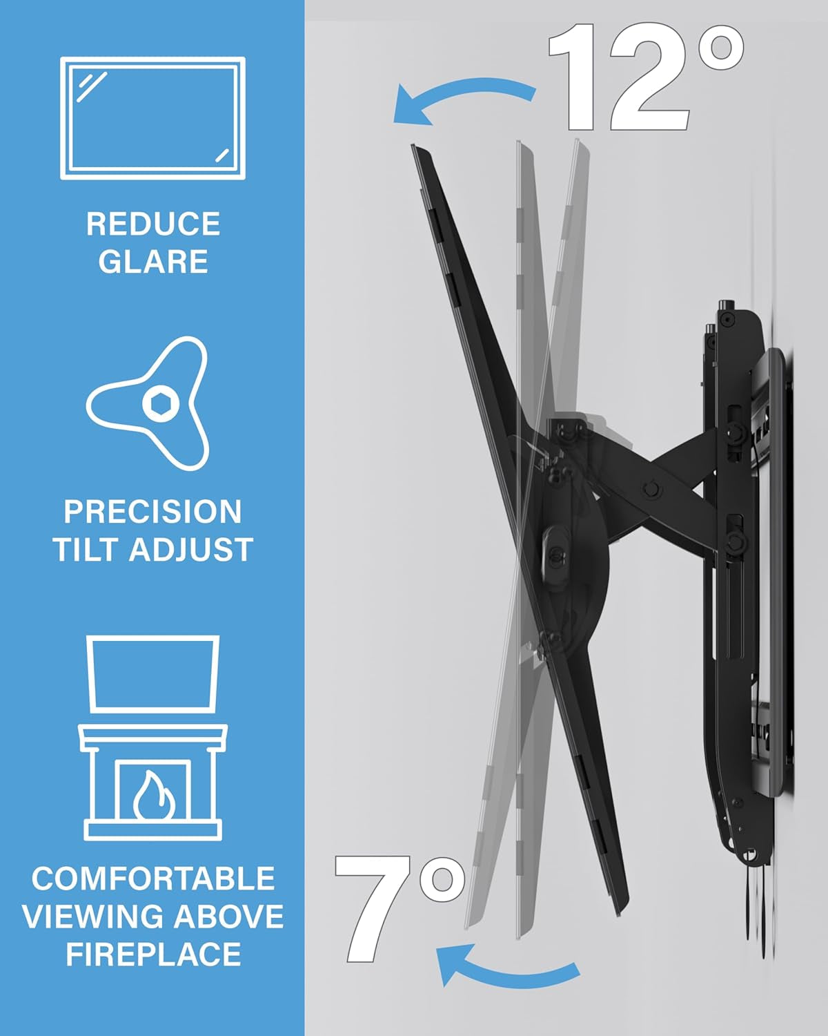 SANUS Preferred Extendable Tilt TV Wall Mount for 42 to 90 Inch Screens up to 150Lbs - 5.7” Extension Provides Max 12 Deg Tilt to Reduce Glare - Easy DIY Install W/Included Hardware - SLT4-B1 BazaarBox