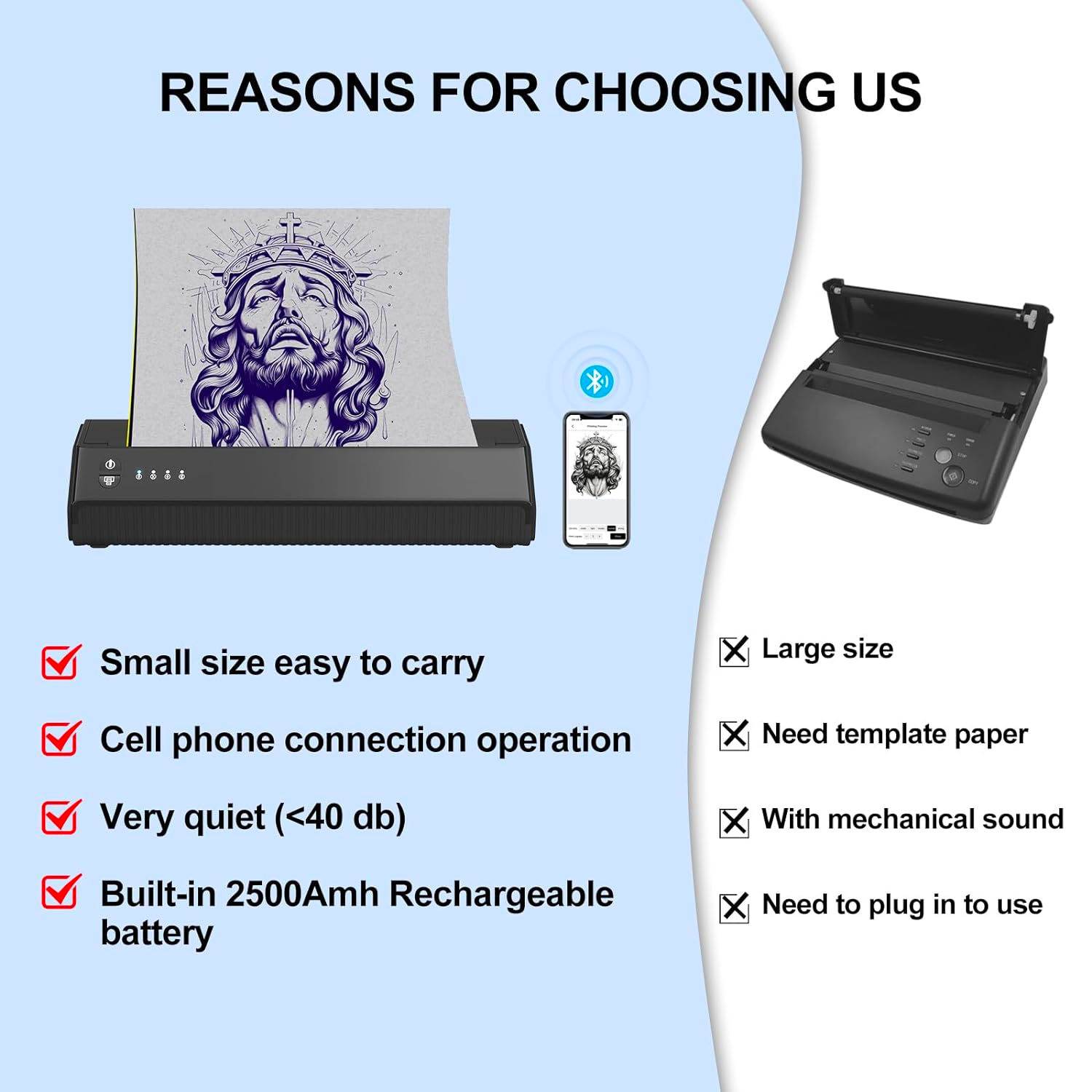 MHT-P8008 Bluetooth Tattoo Stencil Printer | High Precision | Wireless Connectivity INKSOULSUPPLY.COM