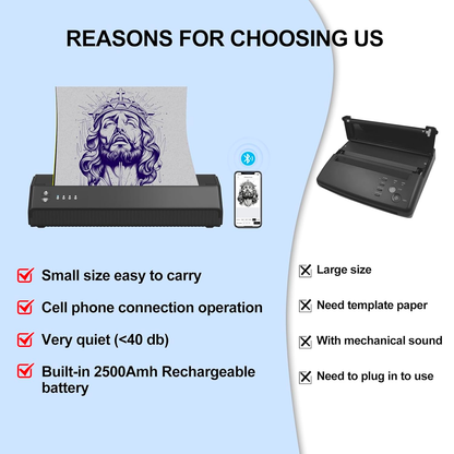 MHT-P8008 Bluetooth Tattoo Stencil Printer | High Precision | Wireless Connectivity INKSOULSUPPLY.COM