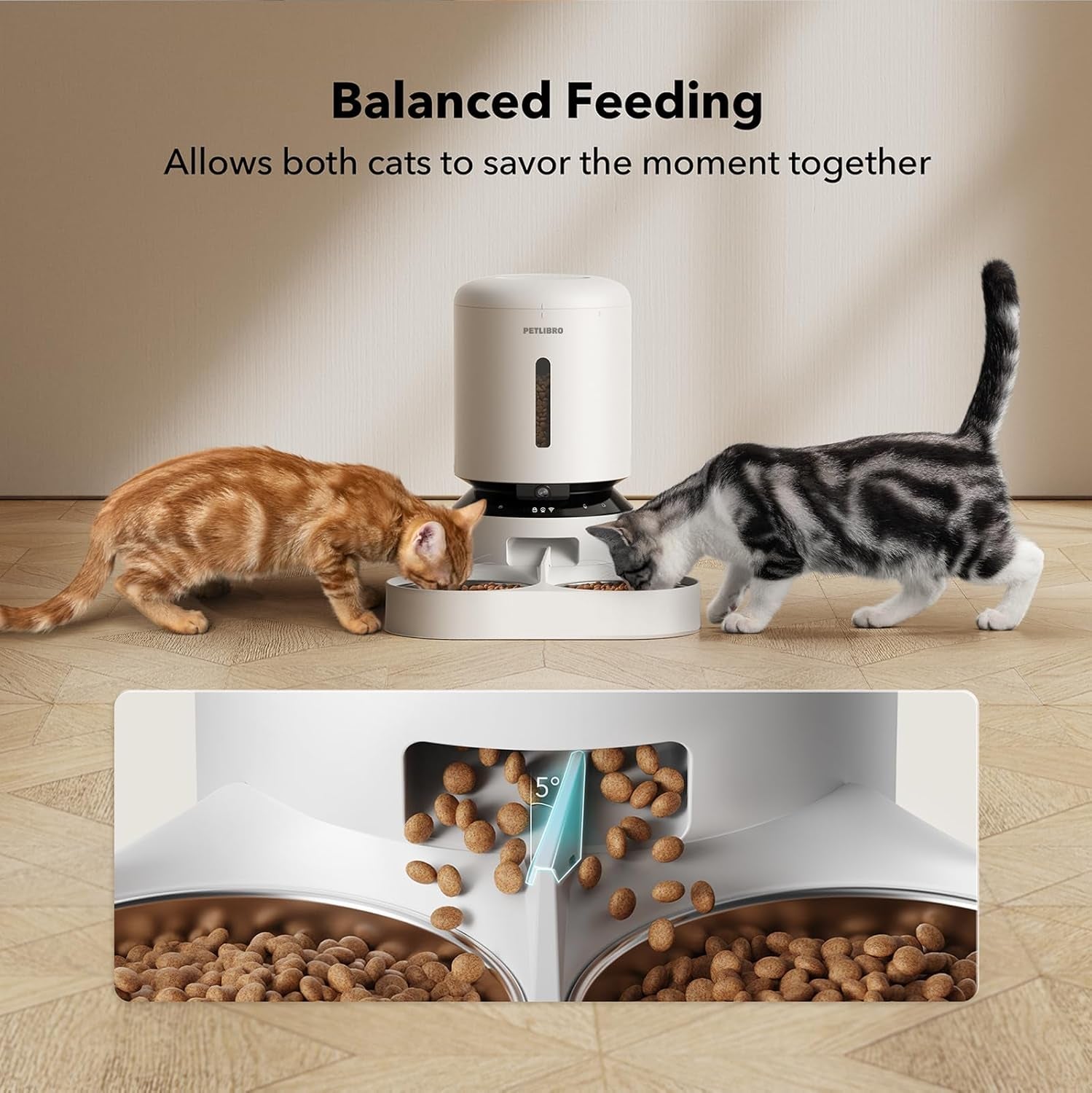 PETLIBRO Automatic Cat Feeder with Camera for Two Cats, 1080P HD Video with Night Vision, 5G Wifi Pet Feeder with Phone APP Control, 2-Way Audio for Cat & Dog, Low Food & Motion & Sound Alerts BazaarBox