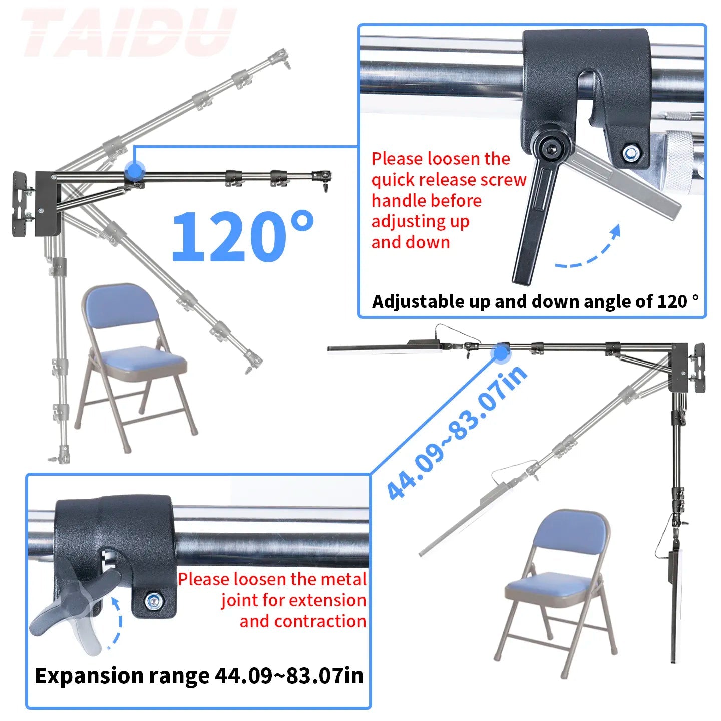 TAIDU PROMOTIONAL PL-48 LARGE PANEL TELESCOPING TATTOO WALL LIGHT INKSOULSUPPLY.COM