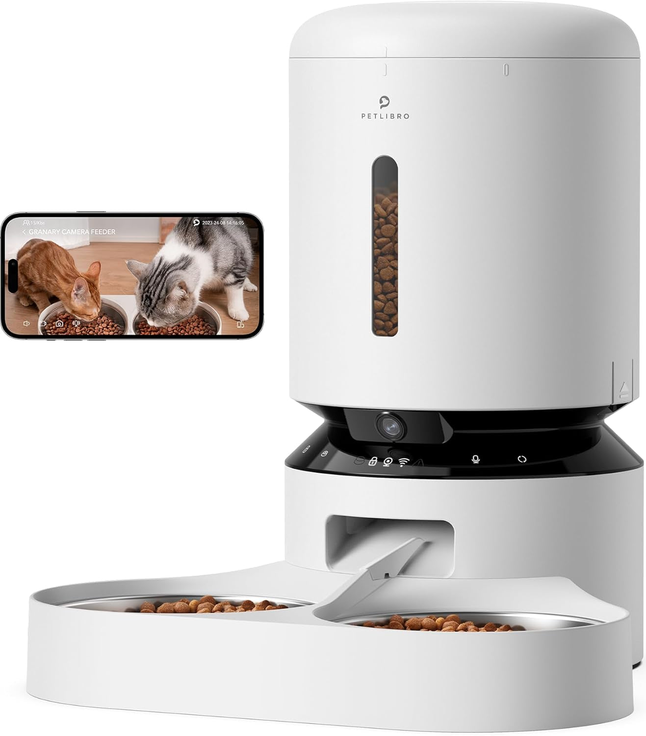 PETLIBRO Automatic Cat Feeder with Camera for Two Cats, 1080P HD Video with Night Vision, 5G Wifi Pet Feeder with Phone APP Control, 2-Way Audio for Cat & Dog, Low Food & Motion & Sound Alerts BazaarBox