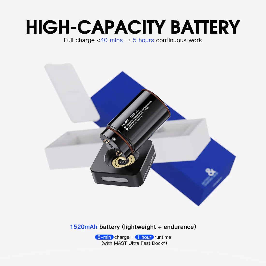 Original Battery&Charging Base for MAST Racer Pro Wireless Tattoo Pen Machine INKSOULSUPPLY.COM