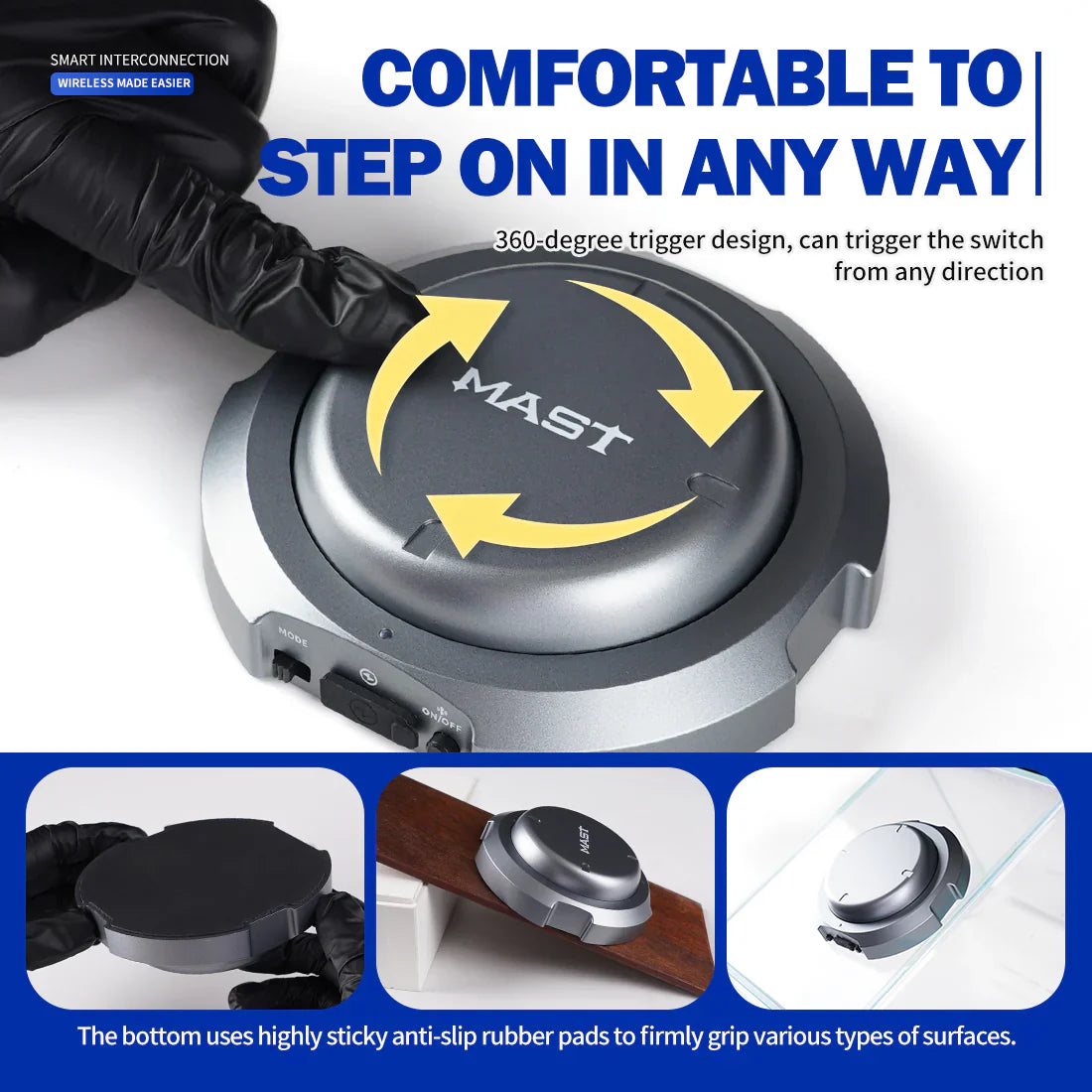 Mast Wireless Foot Pedal Smart Interconnection Bluetooth Pedal INKSOULSUPPLY.COM