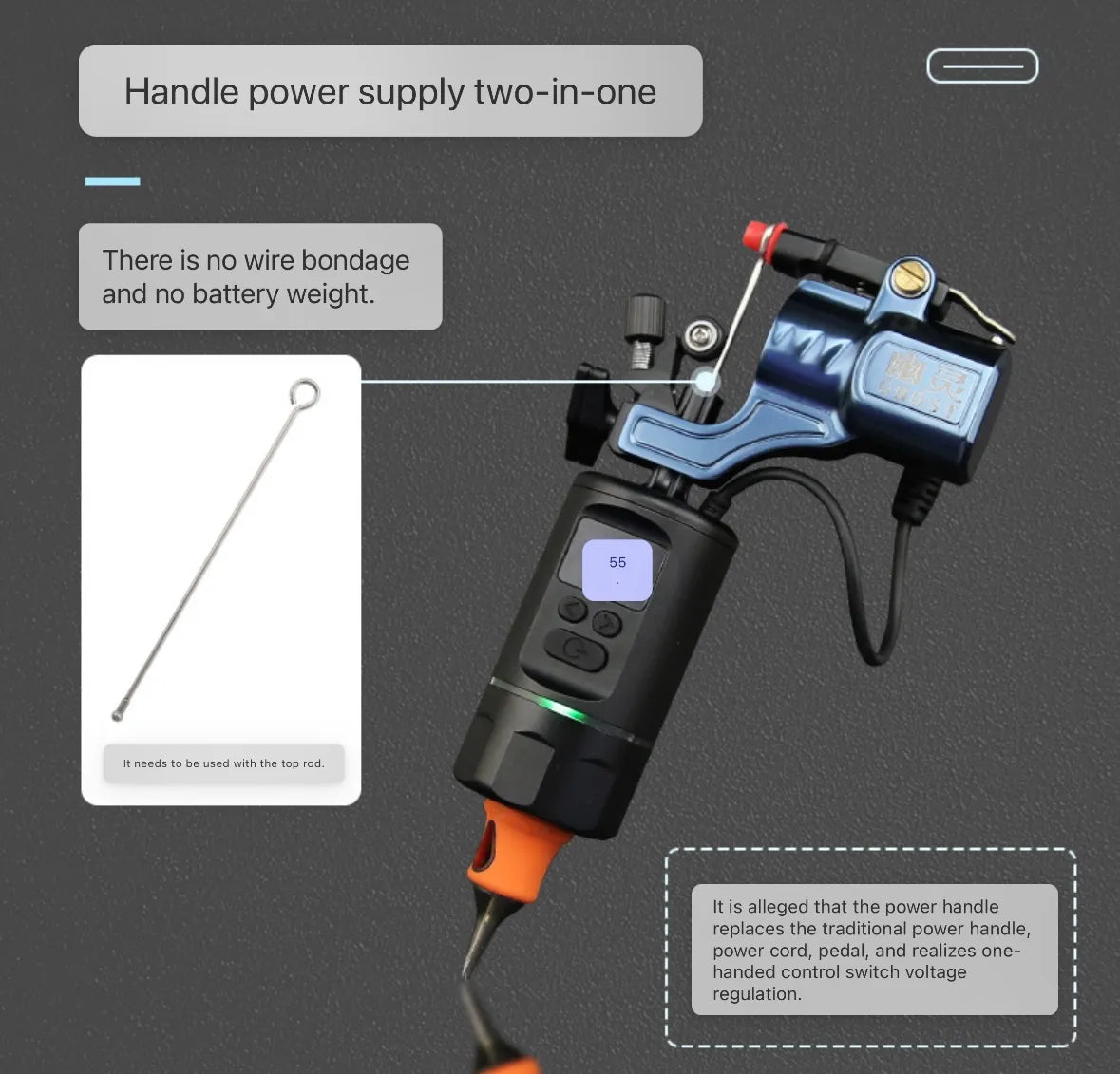 Multi-functional portable charging hand-held handle INKSOULSUPPLY.COM
