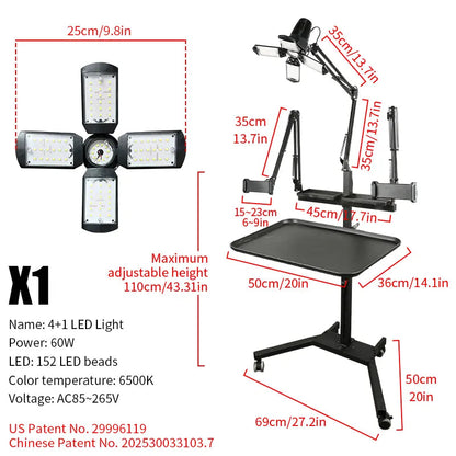 TAIDU PROMOTION MULTI-FUNCTIONAL DOUBLE HOLDER TATTOO BENCH WITH LIGHT INKSOULSUPPLY.COM