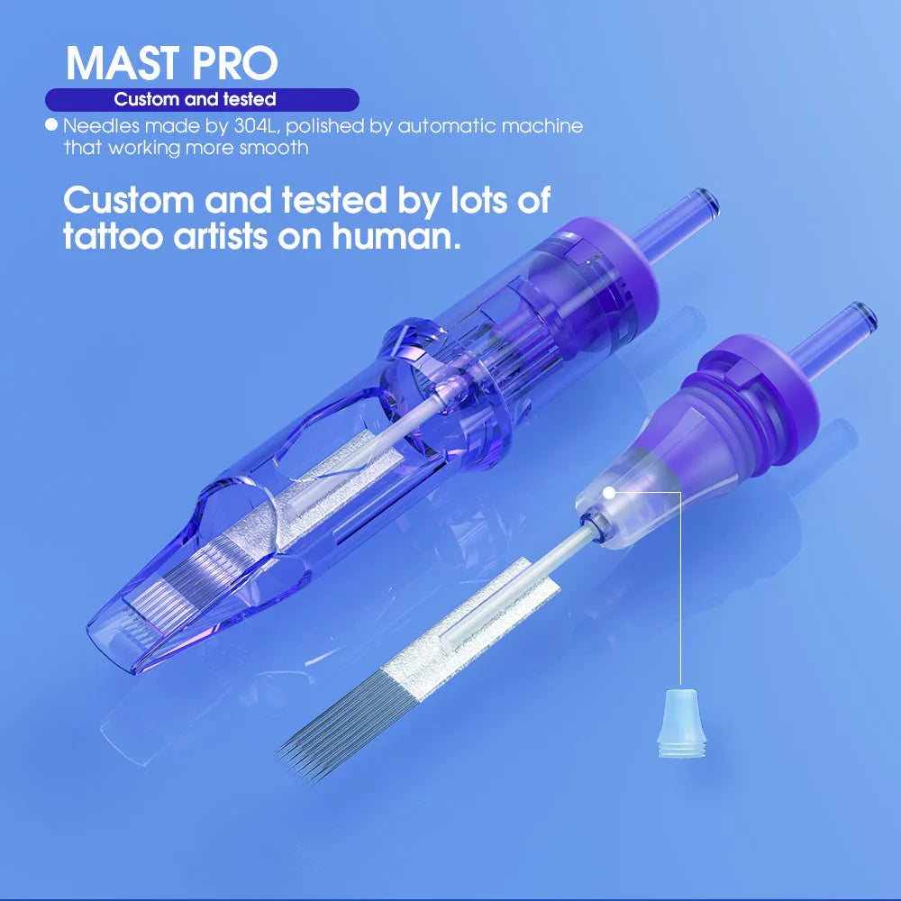 Mast Pro Tattoo Cartridges Needles 0.25MM/0.30MM/0.35MM Round Shader- Box of 20 INKSOULSUPPLY.COM