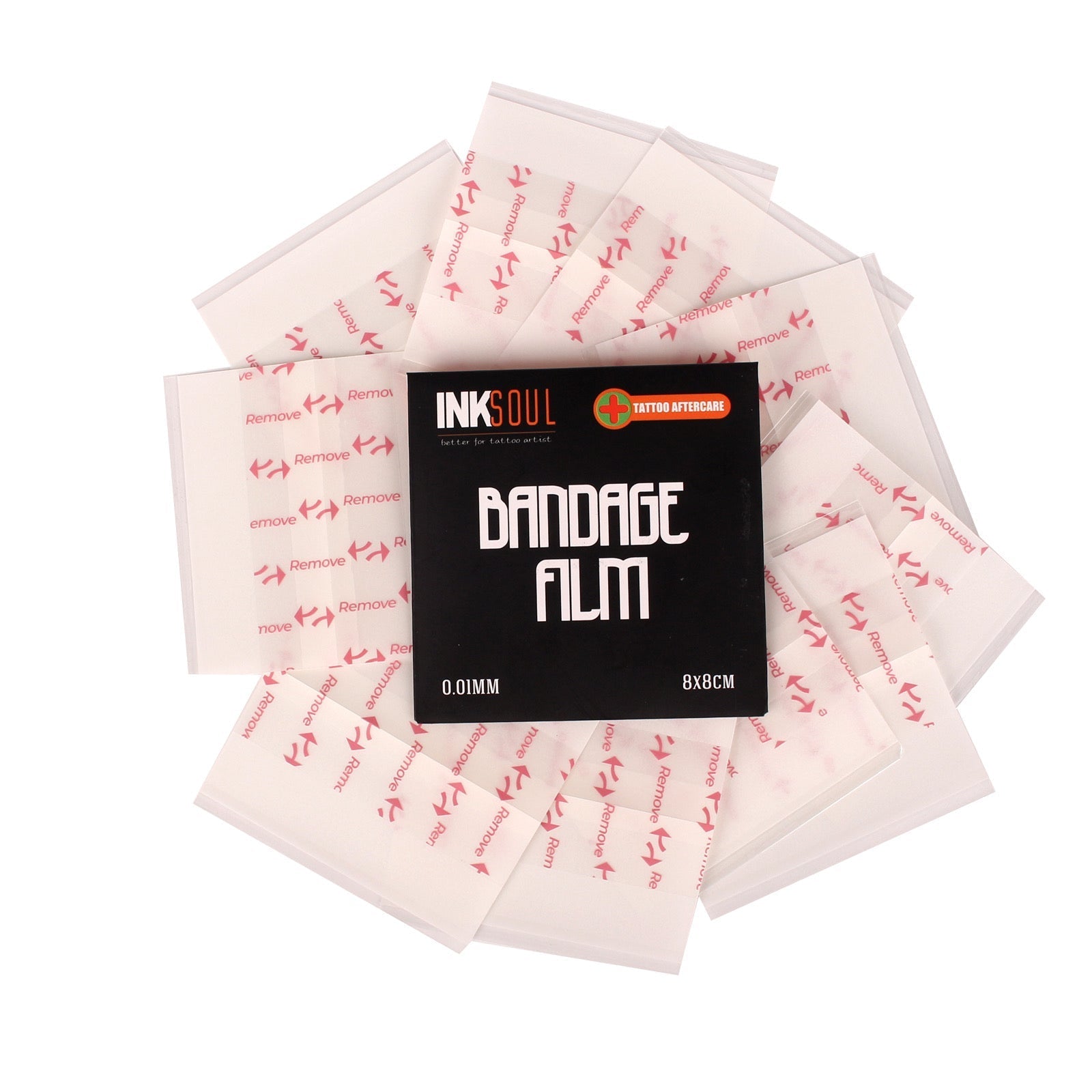 INKSOUL® Tattoo Aftercare Bandage Film 0.01mm ultrathin 3.1in X 3.1in 10sheets INKSOULSUPPLY.COM