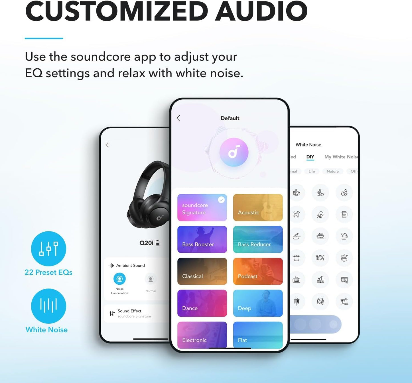 Soundcore by Anker Q20i Hybrid Active Noise Cancelling Headphones, Wireless Over-Ear Bluetooth, 40H Long ANC Playtime, Hi-Res Audio, Big Bass, Customize via an App, Transparency Mode Russell E-Commerce