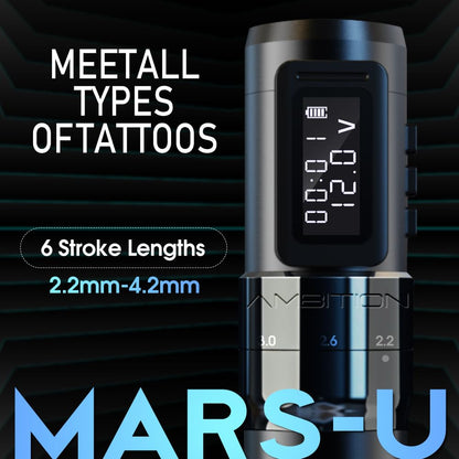 Ambition MARS-U Wireless Tattoo Machine with Adjustable Stroke INKSOULSUPPLY.COM