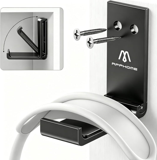 Headphone Stand Hanger Foldable Wall Hooks, save Space Durable Aluminum Headset Stand Holder for Universal Gaming Headset, Strong Adhesive, Black