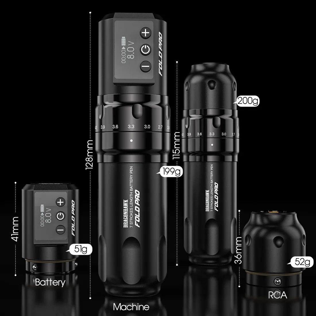 Dragonhawk Wireless Tattoo Pen Machine with 7 Stroke Length | Fold Pro INKSOULSUPPLY.COM