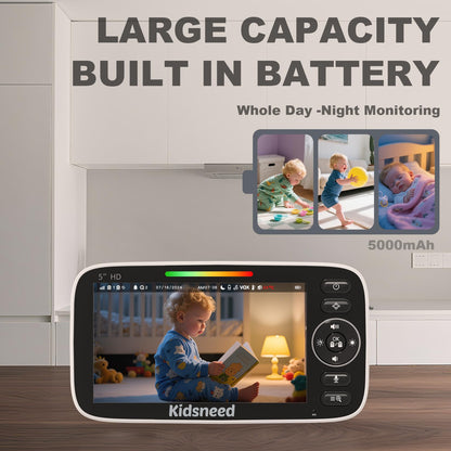Baby Monitor with Camera and Audio - 5 inch 720P Video Baby Monitor, No WiFi, 48H Battery Life, Night Vision, Two Way Talk, Remote Pan Tilt Zoom, Thermal Monitor，1000 ft Range （530） Russell E-Commerce