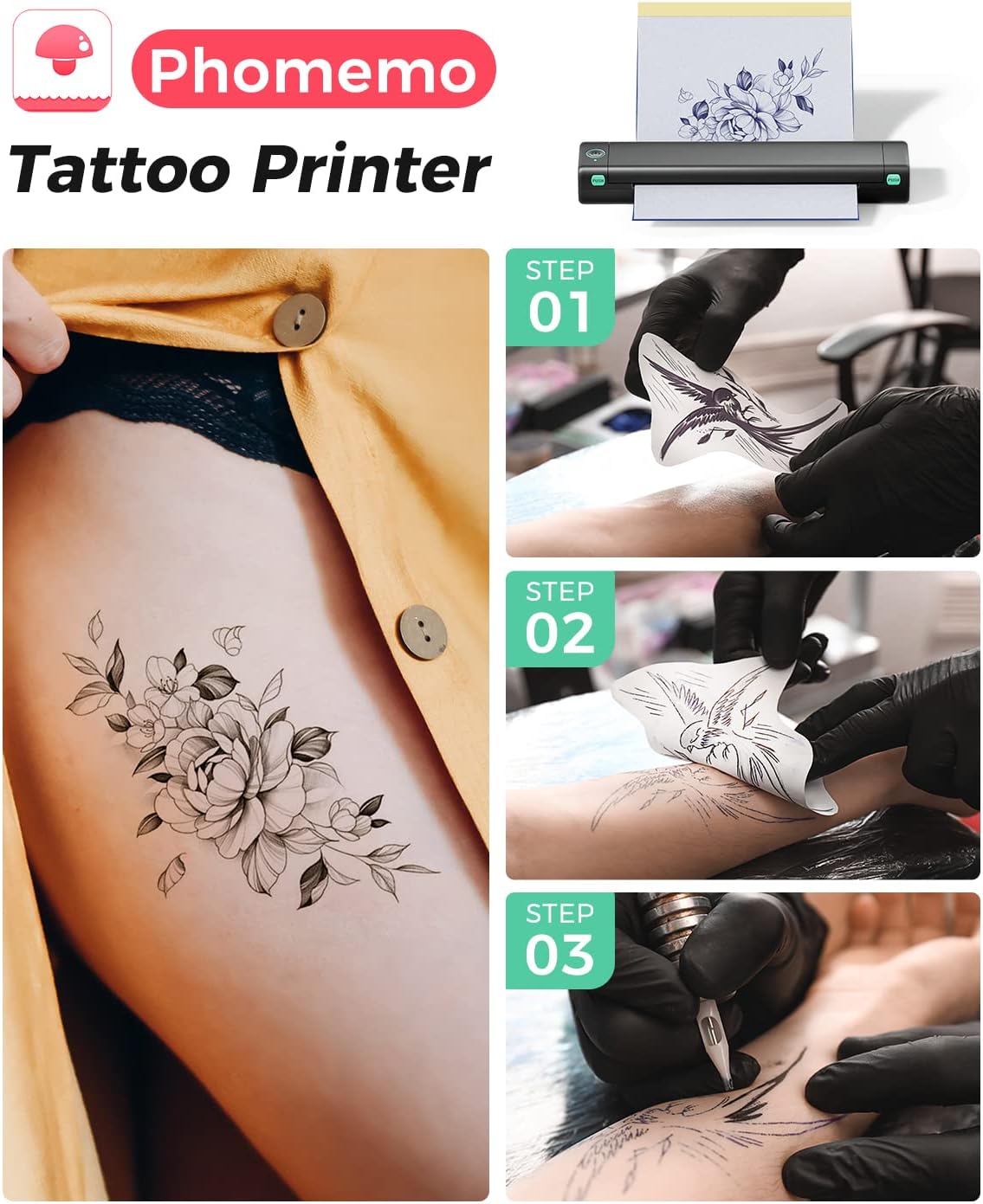 Phomemo M08F Wireless Tattoo Transfer Stencil Printer 216mm INKSOULSUPPLY.COM