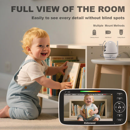 Baby Monitor with Camera and Audio - 5 inch 720P Video Baby Monitor, No WiFi, 48H Battery Life, Night Vision, Two Way Talk, Remote Pan Tilt Zoom, Thermal Monitor，1000 ft Range （530） Russell E-Commerce