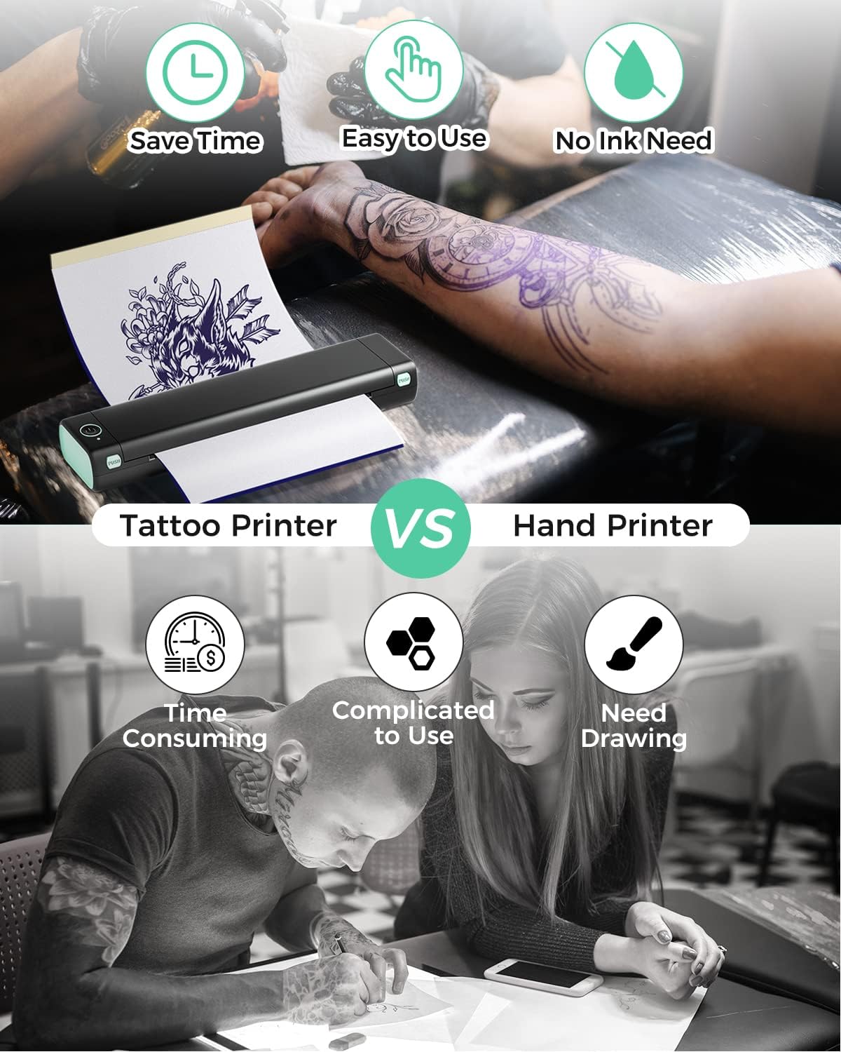 Phomemo M08F Wireless Tattoo Transfer Stencil Printer 216mm INKSOULSUPPLY.COM