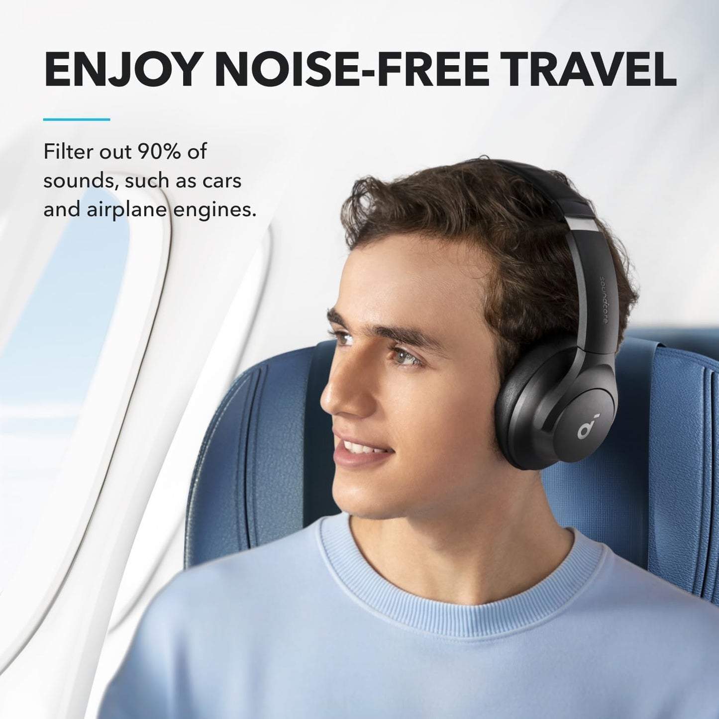 Soundcore by Anker Q20i Hybrid Active Noise Cancelling Headphones, Wireless Over-Ear Bluetooth, 40H Long ANC Playtime, Hi-Res Audio, Big Bass, Customize via an App, Transparency Mode Russell E-Commerce