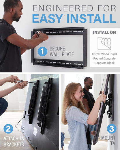 SANUS Preferred Extendable Tilt TV Wall Mount for 42 to 90 Inch Screens up to 150Lbs - 5.7” Extension Provides Max 12 Deg Tilt to Reduce Glare - Easy DIY Install W/Included Hardware - SLT4-B1 BazaarBox