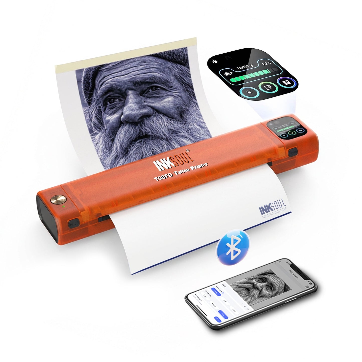INKSOUL® T08FD tattoo transfer printer touch screen INKSOULSUPPLY.COM