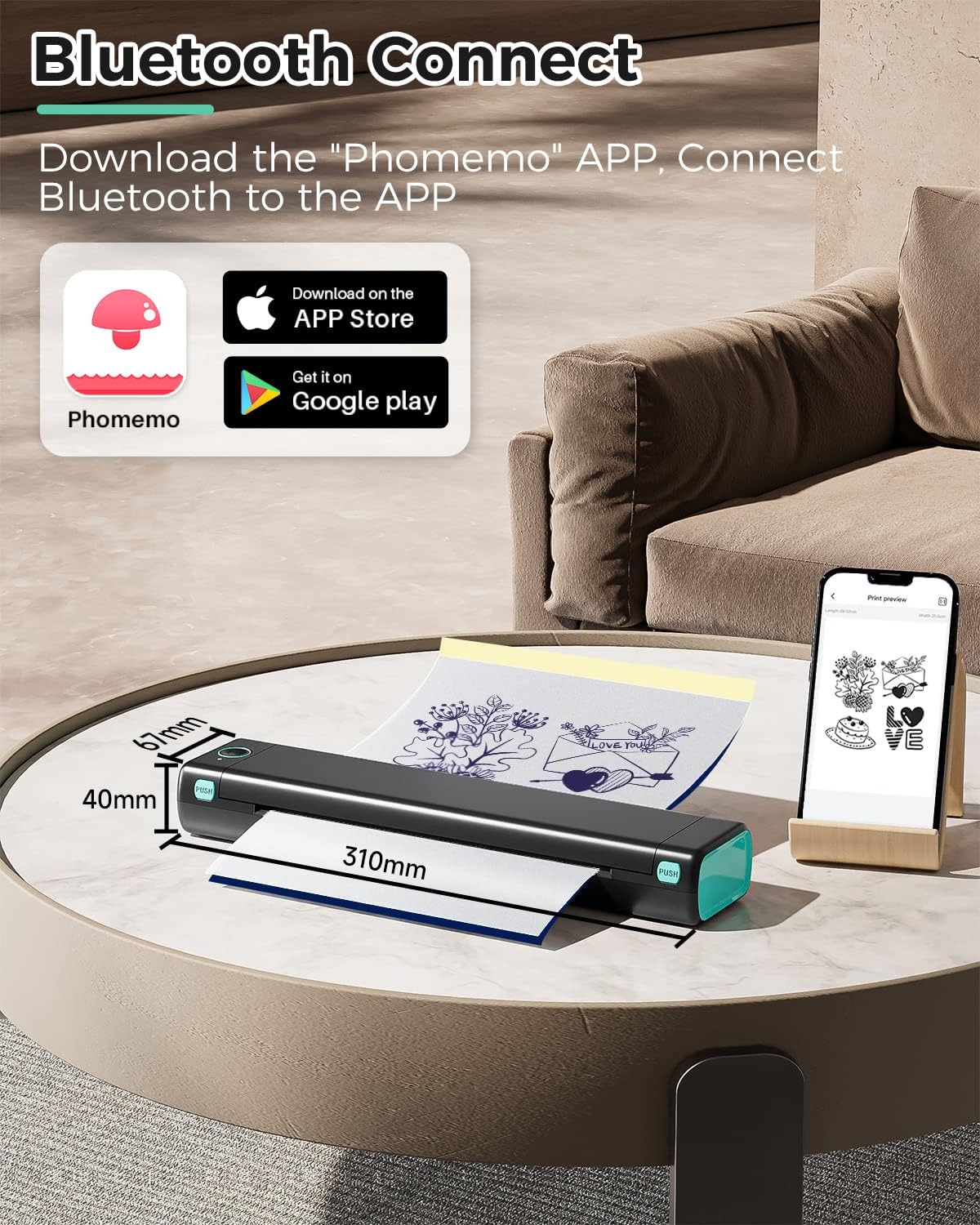 Phomemo M08F Wireless Tattoo Transfer Stencil Printer 216mm INKSOULSUPPLY.COM