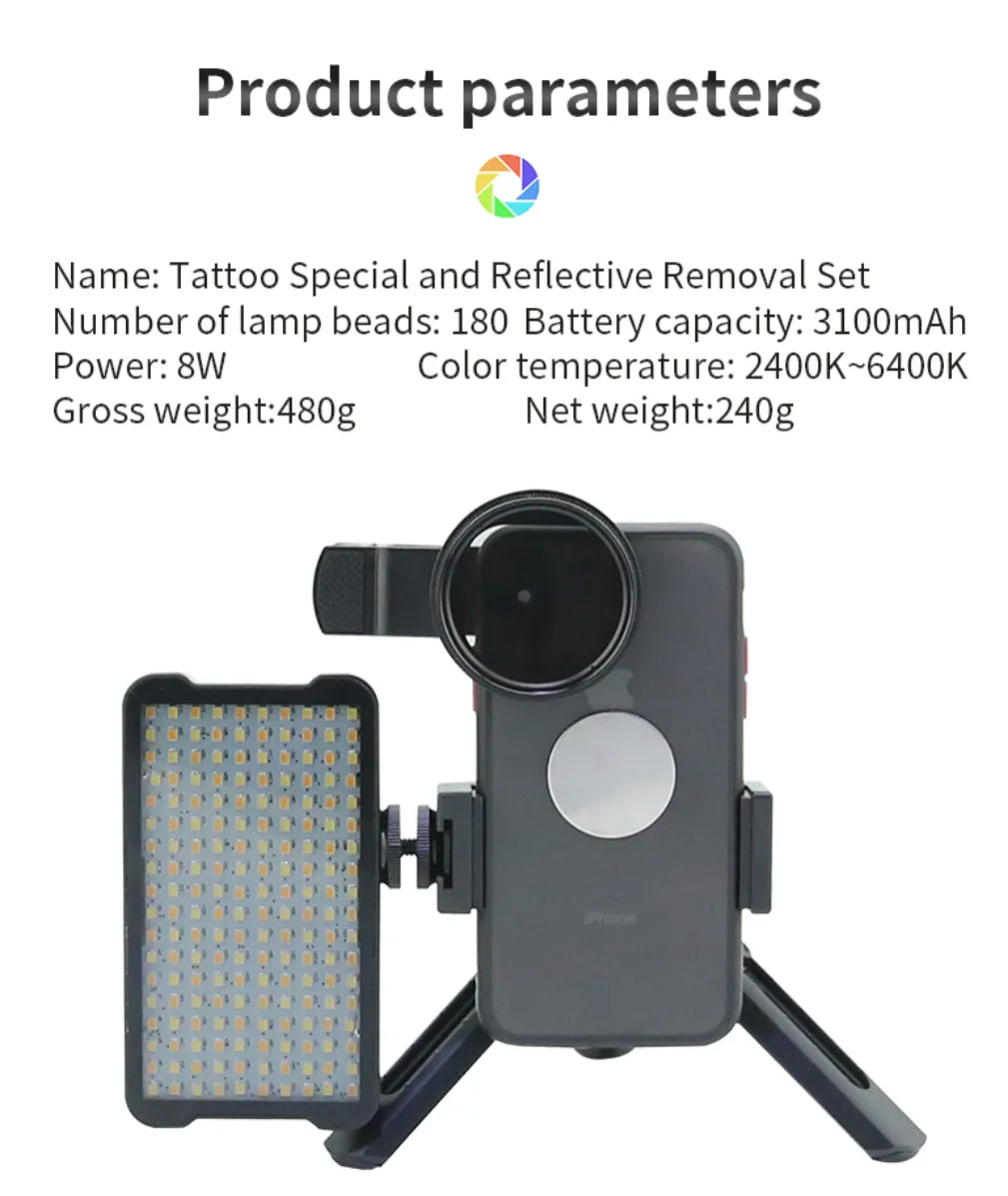 Professional Tattoo Photography Anti-2.0 Glare Kit 180 LED Beads（10W） INKSOULSUPPLY.COM