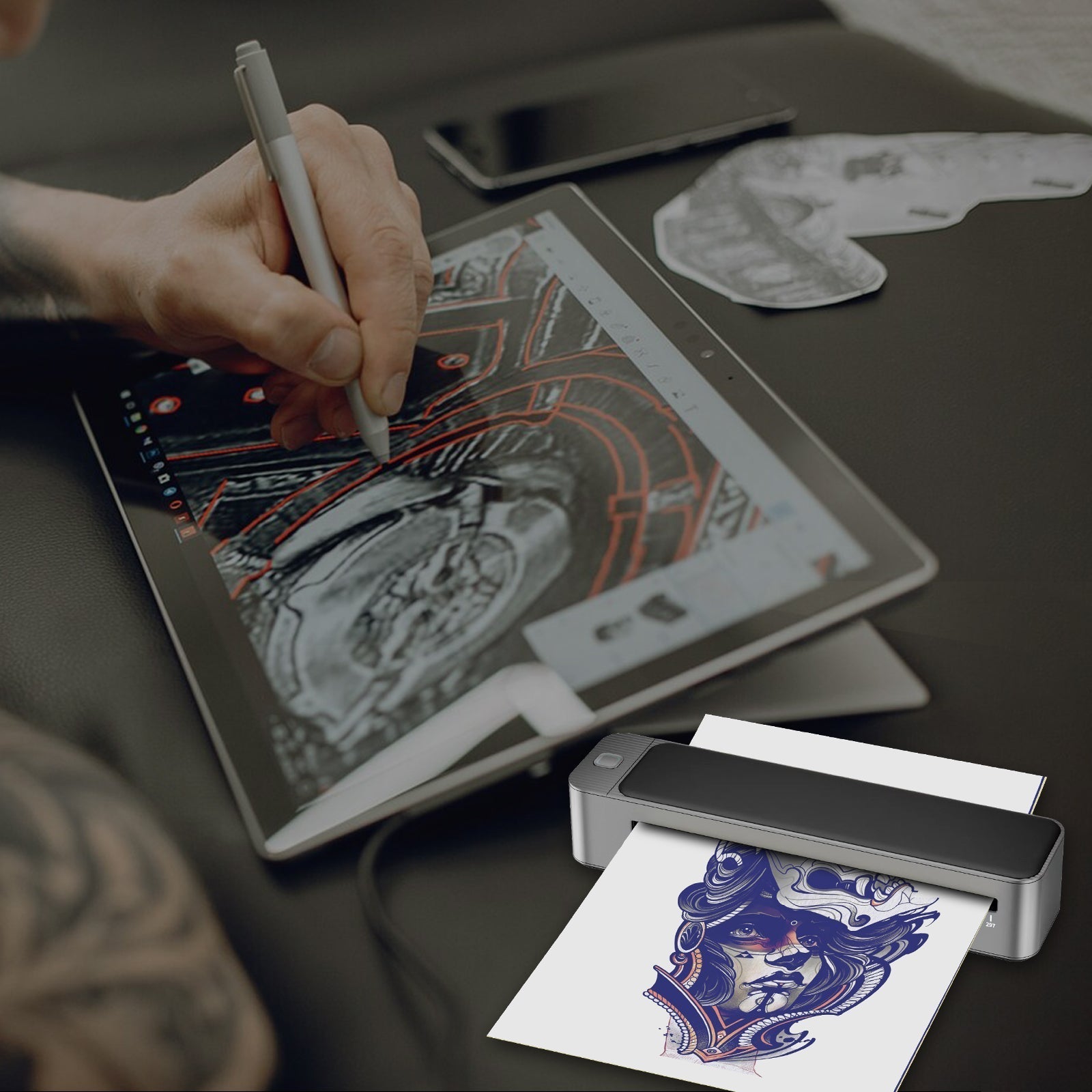 MAST® Upgraded A3 Bluetooth Tattoo Stencil Printer Portable Tattoo Transfer Machine for Large-Scale Tattoo Stencil INKSOULSUPPLY.COM