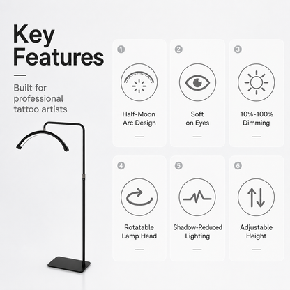 Tattoo Estheticians Pmu Eyelash LED Floor Light,  moon Lamp with phone holder INKSOULSUPPLY.COM