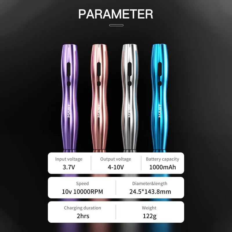 Wireless Tattoo Pen Machine With 2.5MM Stroke Permanent Makeup| Mast P20 (2 Batteries ver.) INKSOULSUPPLY.COM