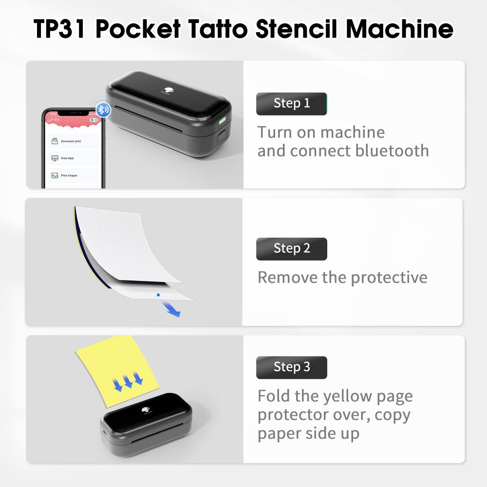 Phomemo TP31 Bluetooth Tattoo Stencil Pocket Printer INKSOULSUPPLY.COM