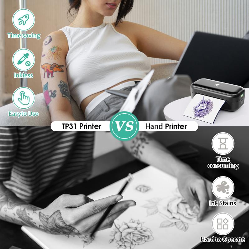 Phomemo TP31 Bluetooth Tattoo Stencil Pocket Printer INKSOULSUPPLY.COM