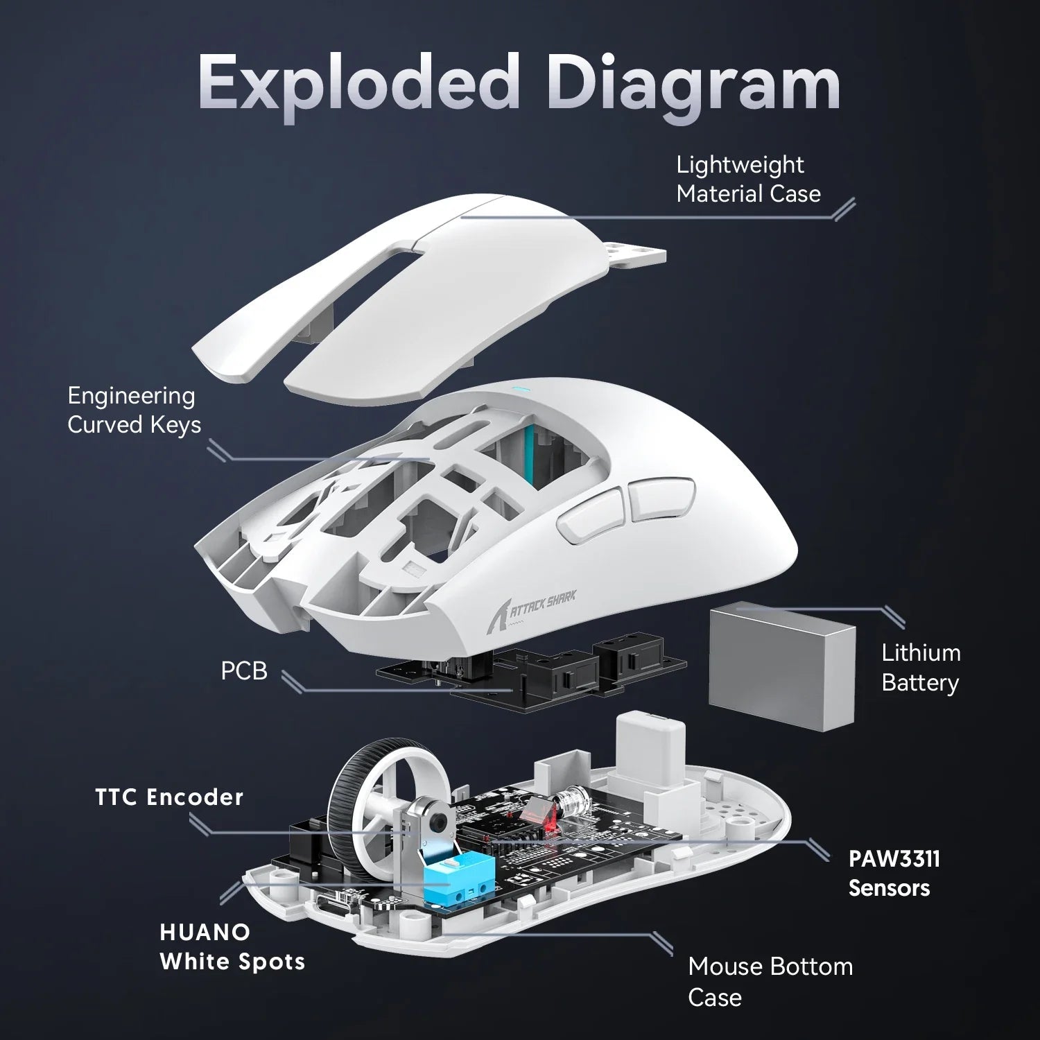 Tri-Mode Connection 2.4GHz/Wired/Bluetooth PAW3311 22000DPI 400IPS RGB  PC Gaming Mouse Electronics Den