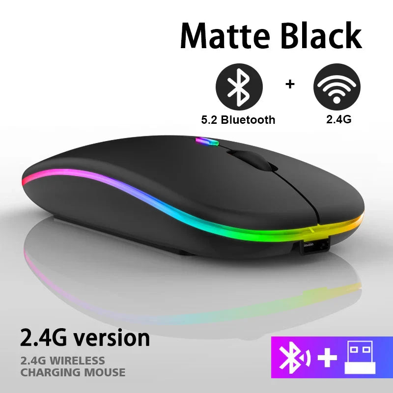 Wireless Mouse RGB Rechargeable Bluetooth Electronics Den