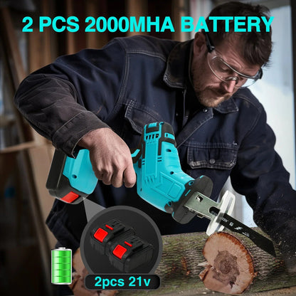 Reciprocating Saw 21V Cordless 0-4500 SPM 2 Batteries 4 Saw BladesTool Russell E-Commerce