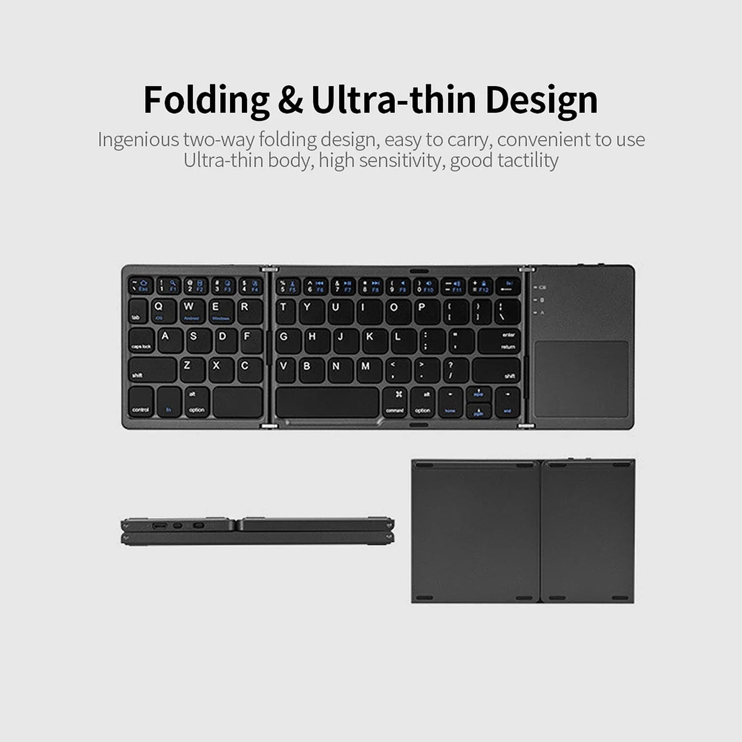 64-key Wireless BT Keyboard Rechargeable Foldable Keyboard Electronics Den