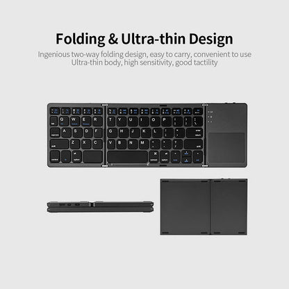 64-key Wireless BT Keyboard Rechargeable Foldable Keyboard Electronics Den