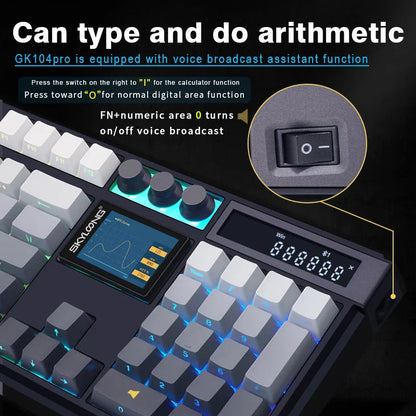 Wireless Mechanical Keyboard with 3.0 Screen 3 Knobs Hot-Swappable Silent Switch PBT keycaps Electronics Den