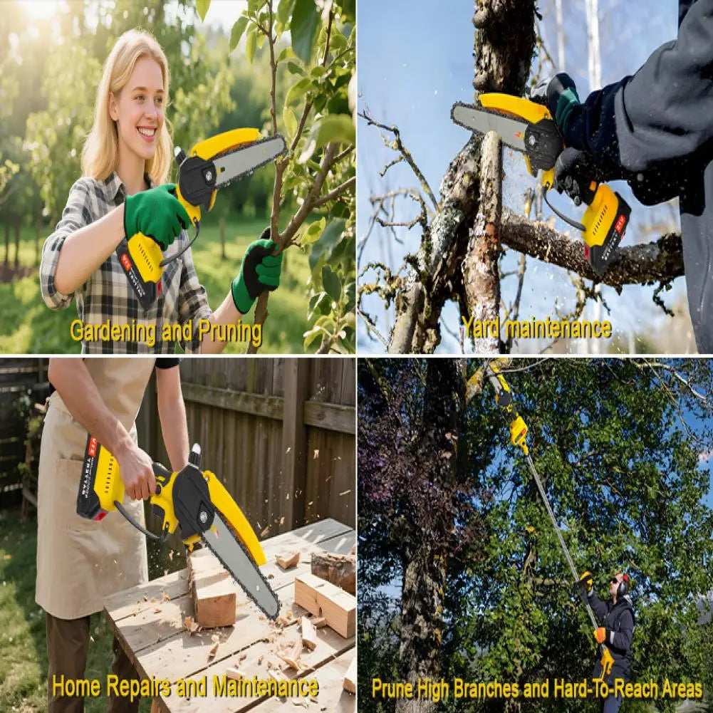 Cordless 2-in-1 Pole Saw And Mini Chainsaw 6-Inch Brushless Electric Chain Saw with 5.9 Feet Max Reach for Trimming And Cutting Russell E-Commerce
