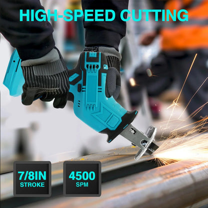 Reciprocating Saw 21V Cordless 0-4500 SPM 2 Batteries 4 Saw BladesTool Russell E-Commerce