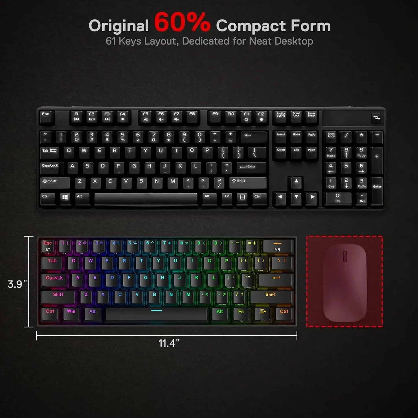 K530 Pro Draconic 60% Wireless RGB 3-Mode Mechanical Keyboard Electronics Den